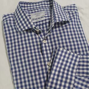 Charles Tyrwhitt Jermyn Street London 18/37in Non Iron Blue Check French Cuff